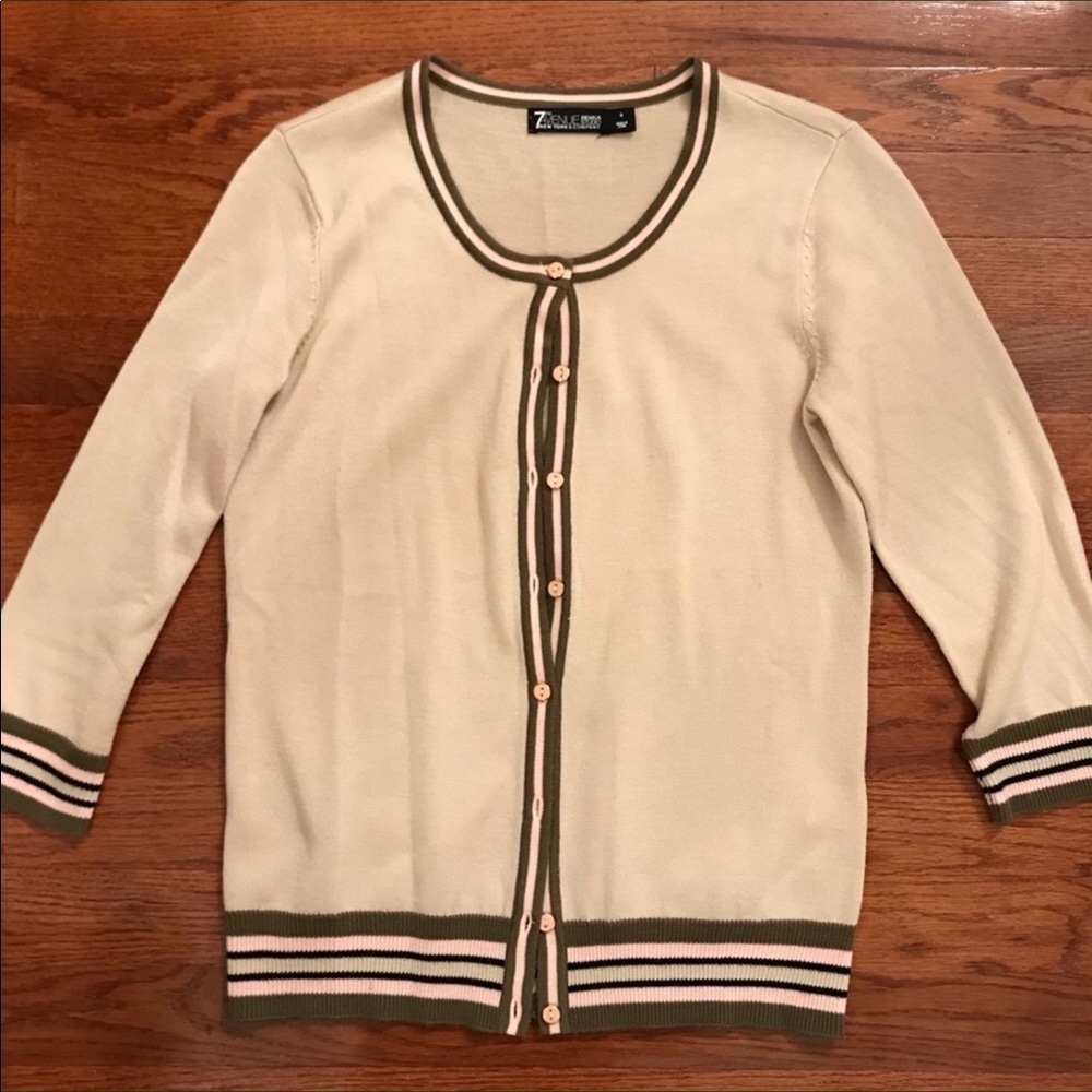 CREAM CARDIGAN 7TH AVENUE SMALL OFFICE CAREER